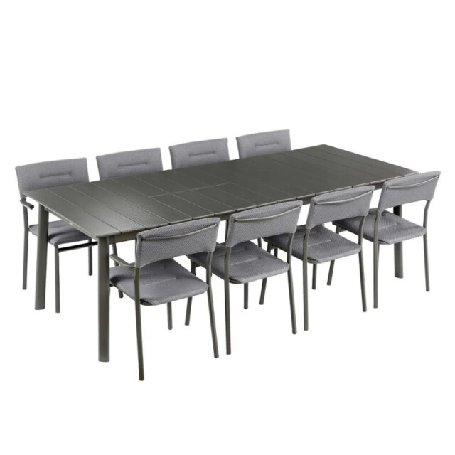 Ensemble LAFUMA MOBILIER table de repas extensible et 8 fauteuils de jardin Oron ALU 8-10 personnes GRIS SILVER par la marque LAFUMA Mobilier LAFUMA Mobilier - Ensemble LAFUMA MOBILIER table de repas extensible et 8 fauteuils de jardin Oron ALU 8-10 personnes GRIS SILVER