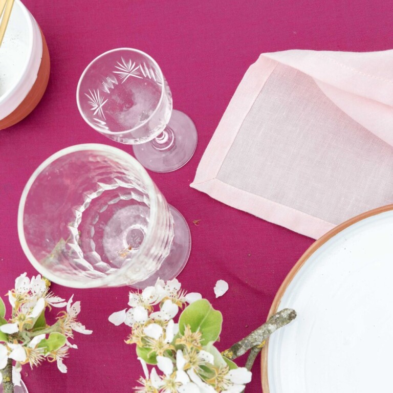 Embrin - Lot de 4 serviettes en lin - Pétale de Rose