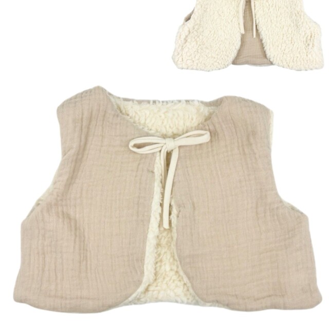 Petit Pote - Gilet sans manches réversible / Coton bio – 3-4 ans / Ecru