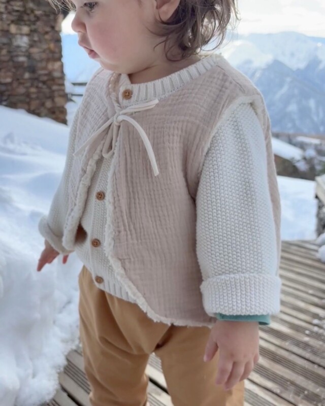 Petit Pote - Gilet sans manches réversible / Coton bio – 3-4 ans / Ecru