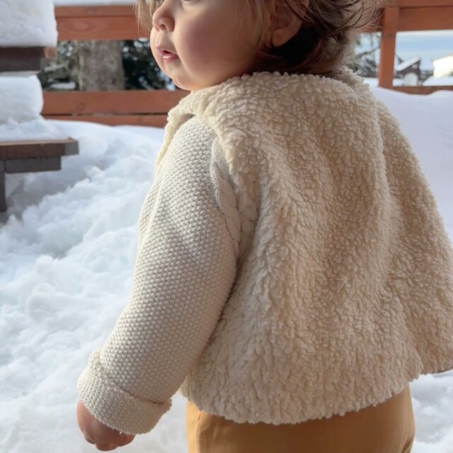 Petit Pote - Gilet sans manches réversible / Coton bio – 3-4 ans / Ecru