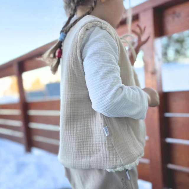 Petit Pote - Gilet sans manches réversible / Coton bio – 3-4 ans / Ecru