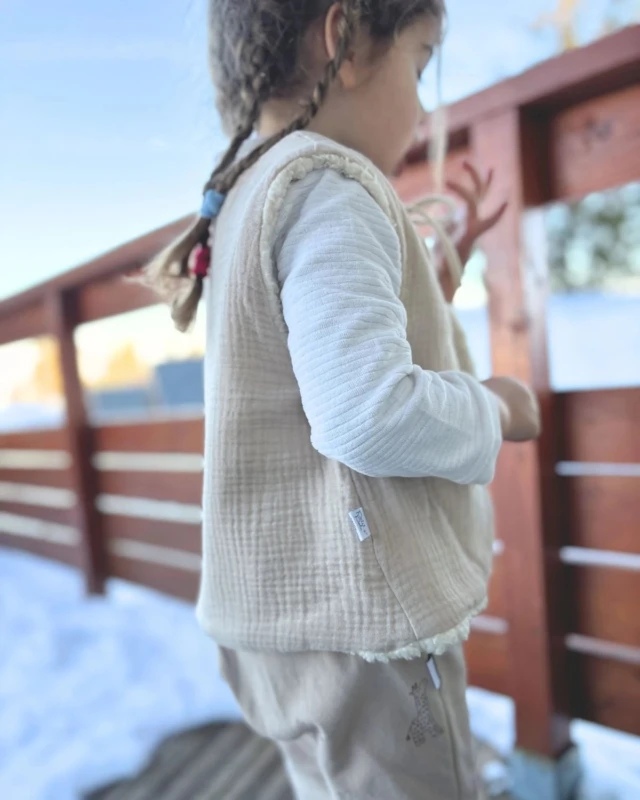 Petit Pote - Gilet sans manches réversible / Coton bio – 3-4 ans / Ecru