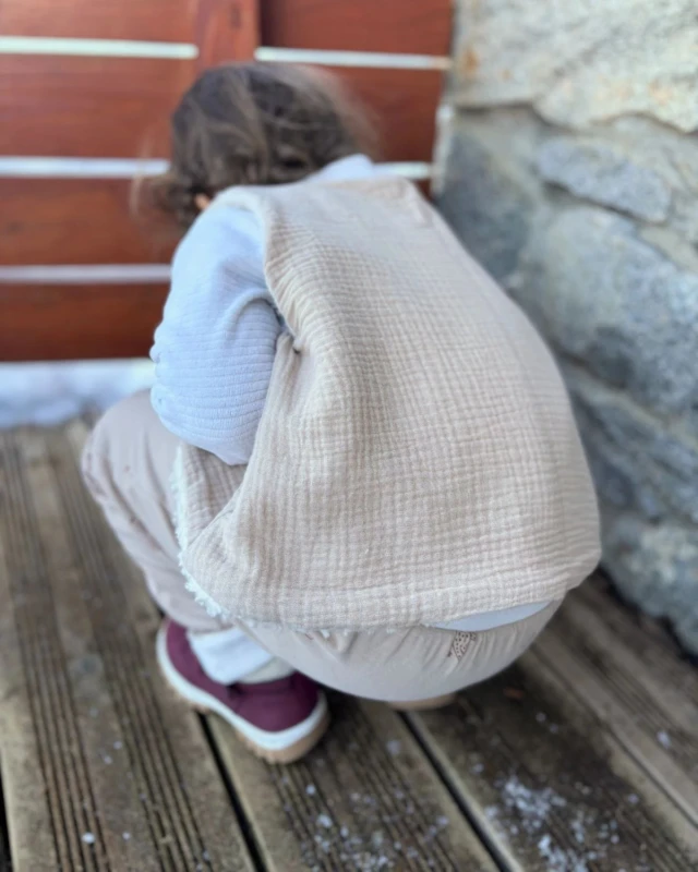 Petit Pote - Gilet sans manches réversible / Coton bio – 3-4 ans / Ecru
