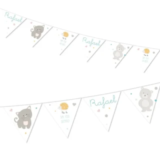 L’Atelier BABY’SPHERE - Guirlande prénom amour de bébé – 6 fanions