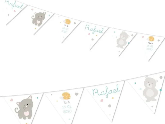 Atelier Baby’Sphère - Guirlande prénom amour de bébé - 6 fanions