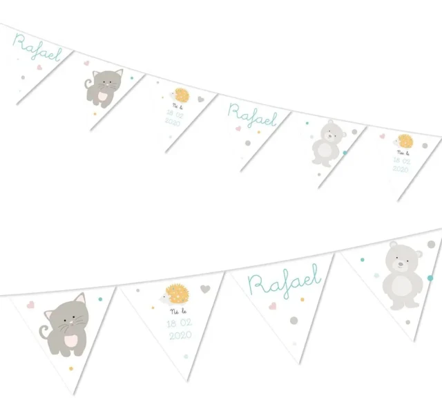 L’Atelier BABY’SPHERE - Guirlande prénom amour de bébé – 6 fanions
