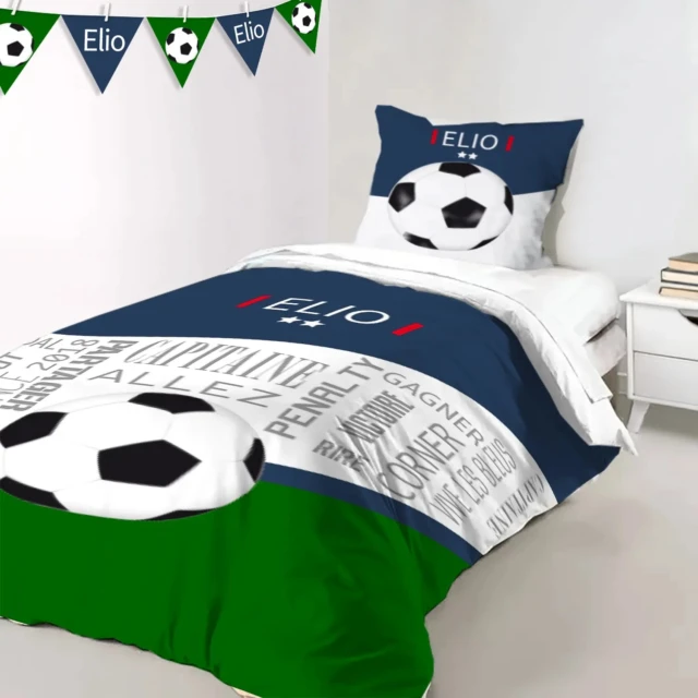 L’Atelier BABY’SPHERE - Housse de couette foot personnalisée prénom