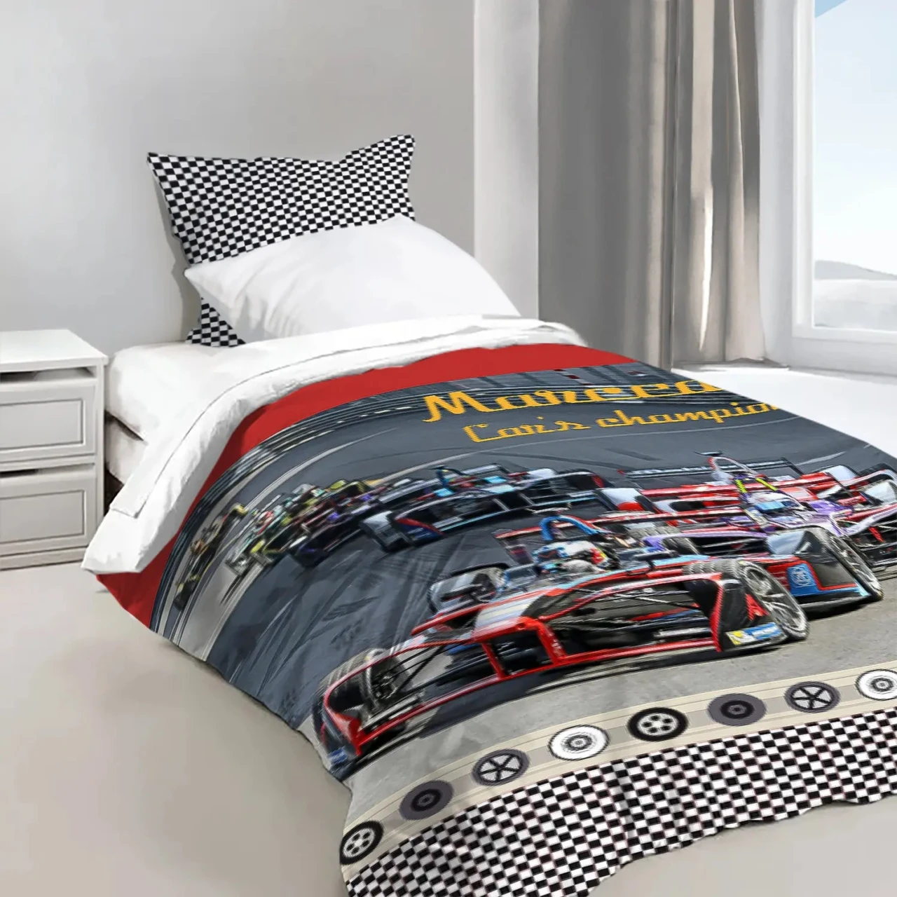 housse de couette personnalisee route 66 Atelier Baby’Sphère - Parure de lit personnalisable voitures avec prénom de l'enfant