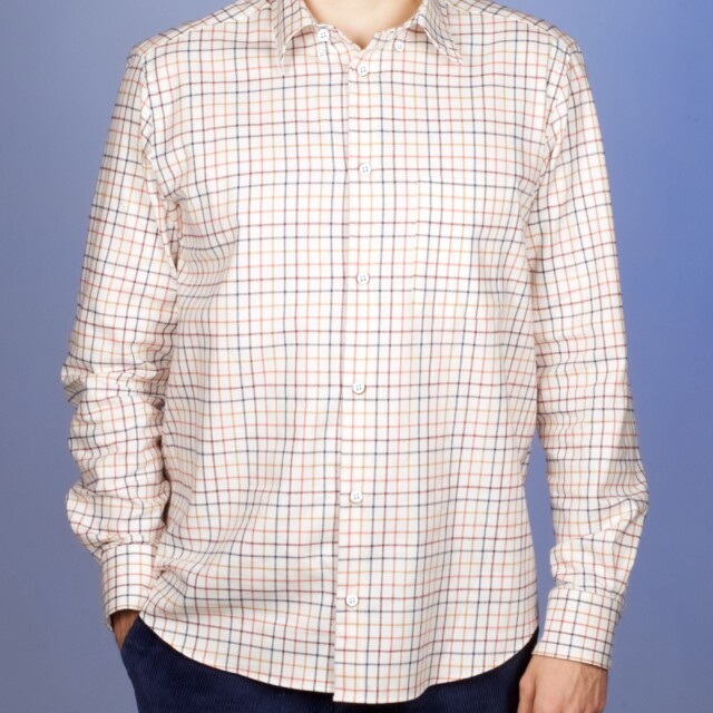 La Chemise Française - Chemise Flanelle Légère Carreaux - Col Boutonné – L / Droite
