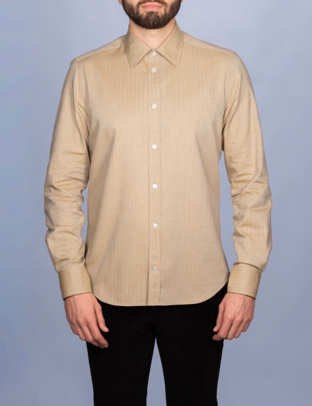 La Chemise Française - Chemise Chevrons Mordorée - Col Souple – 2XL