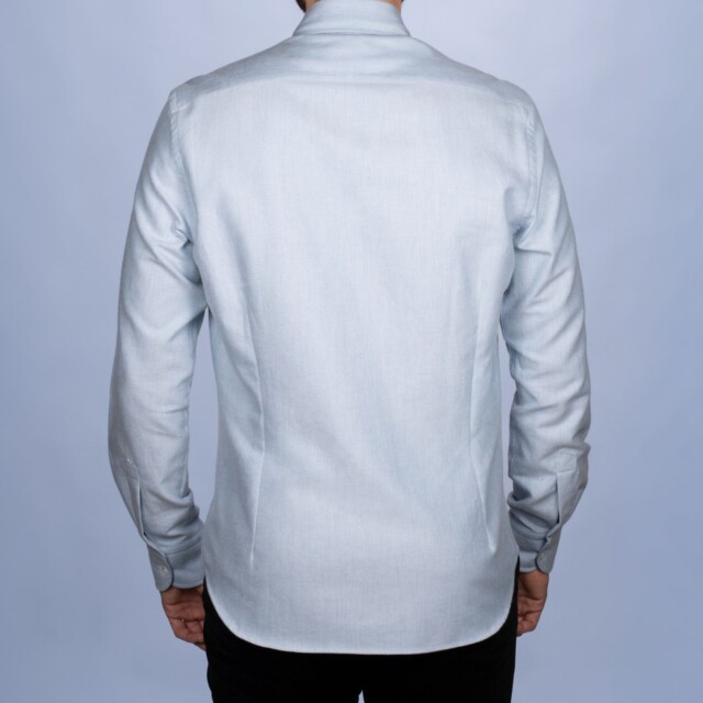 La Chemise Française - Chemise Alpine - Flanelle Bleu Glacier - Col Boutonné & Poches à Soufflets – 2XL