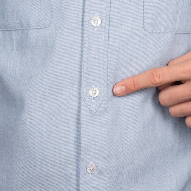 La Chemise Française - Chemise Alpine - Flanelle Bleu Glacier - Col Boutonné & Poches à Soufflets – 2XL