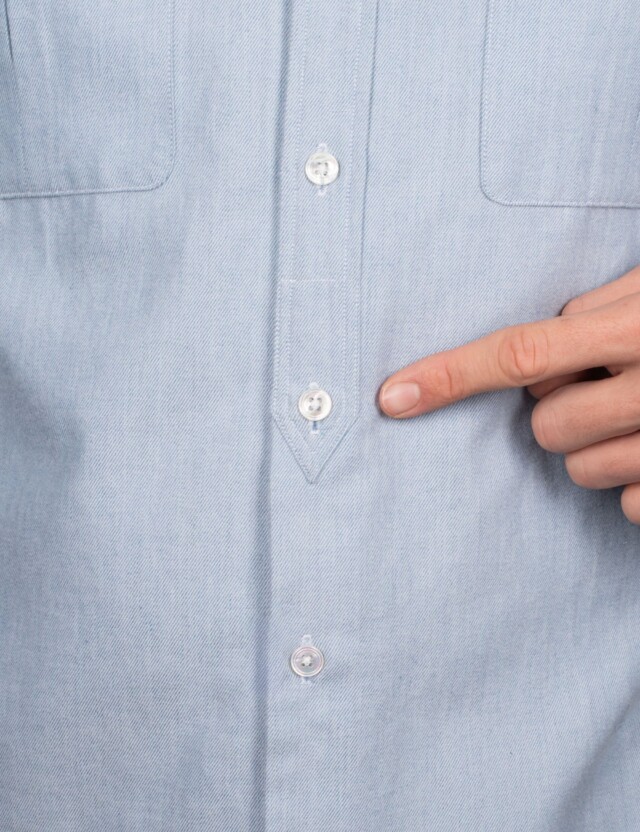 La Chemise Française - Chemise Alpine - Flanelle Bleu Glacier - Col Boutonné & Poches à Soufflets – 2XL