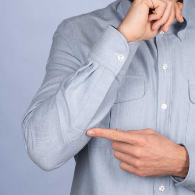 La Chemise Française - Chemise Alpine - Flanelle Bleu Glacier - Col Boutonné & Poches à Soufflets – 2XL