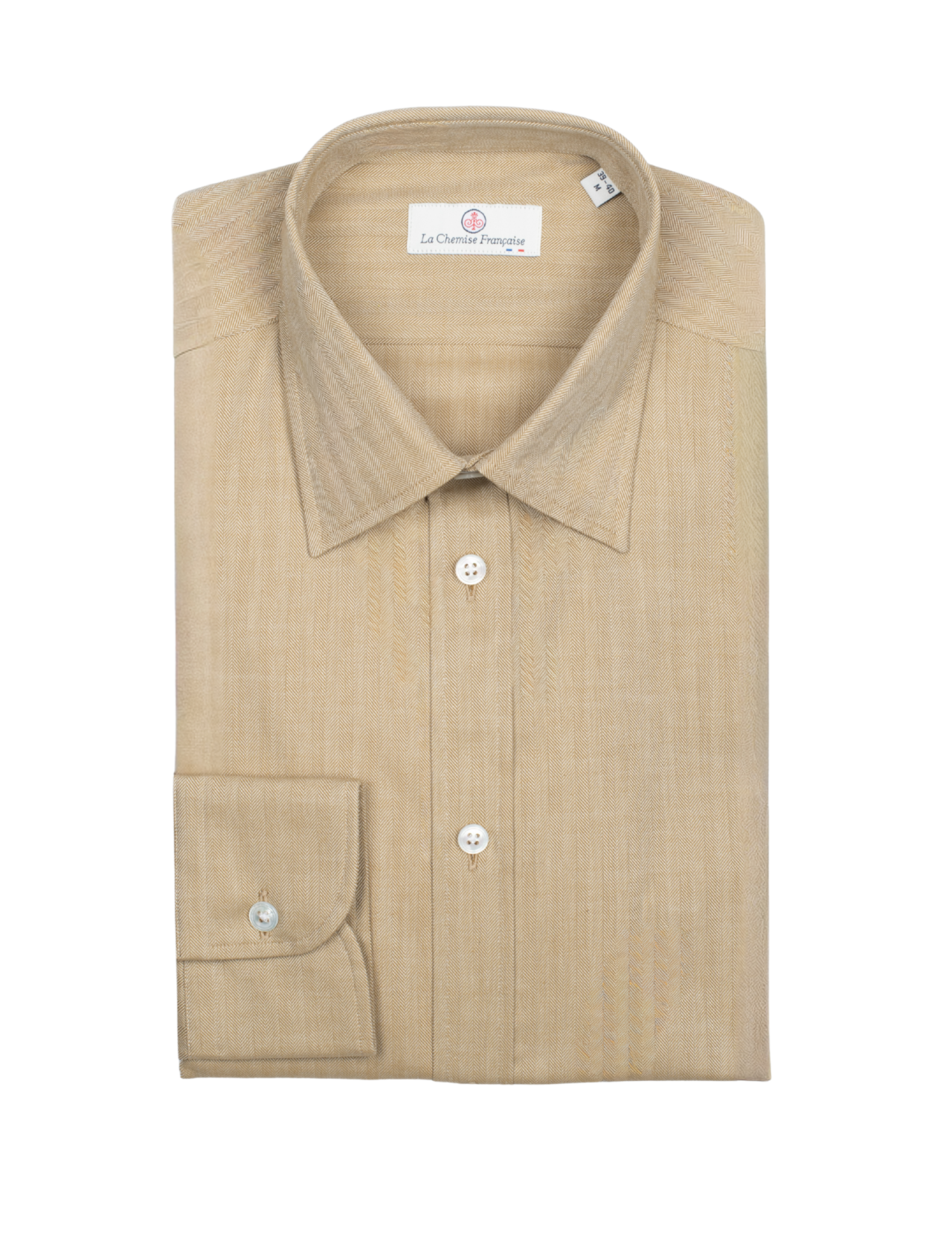la chemise francaise chemise chevrons mordore pliee La Chemise Française - Chemise Chevrons Mordorée - Col Souple – 2XL
