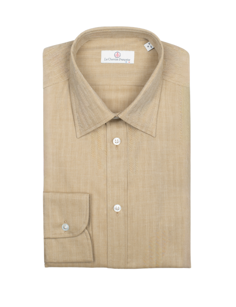 La Chemise Française - Chemise Chevrons Mordorée - Col Souple – 2XL