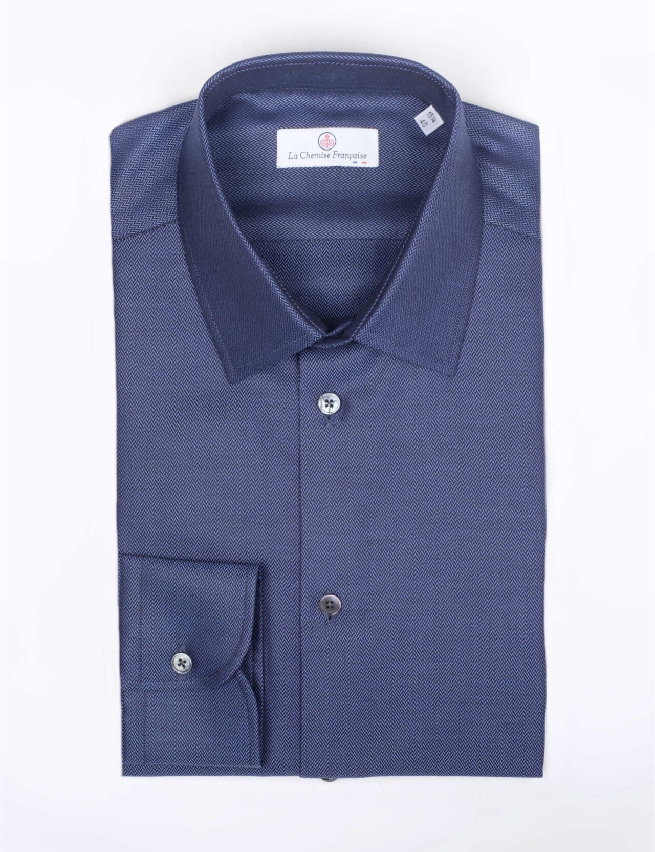 la chemise francaise chemise chevrons nocturne pliee La Chemise Française - Chemise Chevrons Nocturnes - Col Souple – 2XL