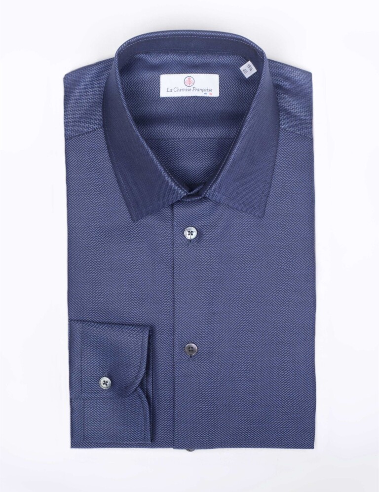 La Chemise Française - Chemise Chevrons Nocturnes - Col Souple – 2XL