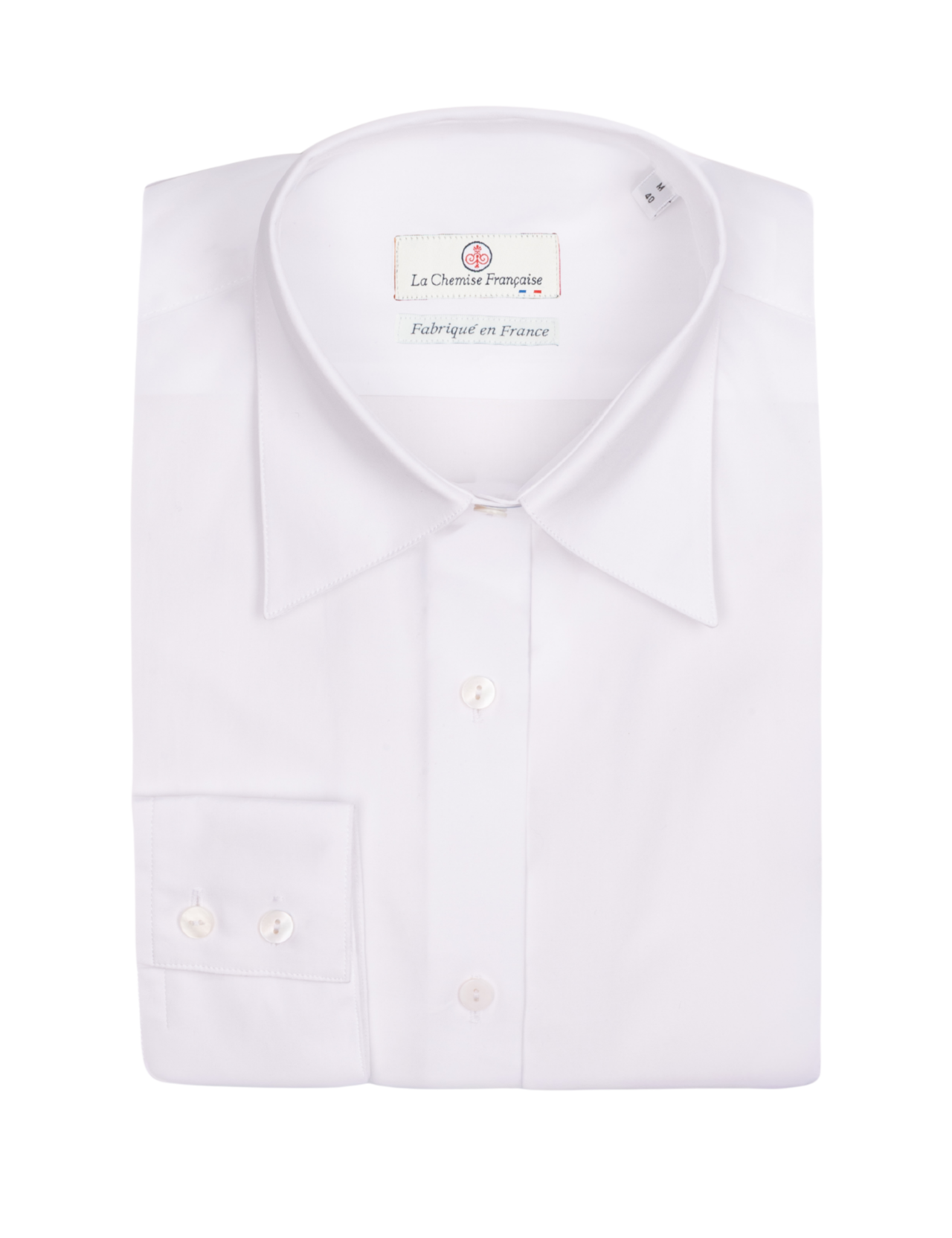 la chemise francaise chemise femme blanche popeline double retors petit col francais souple pliee La Chemise Française - Chemisier Blanc Popeline Double Retors - Coupe Ajustée – 48