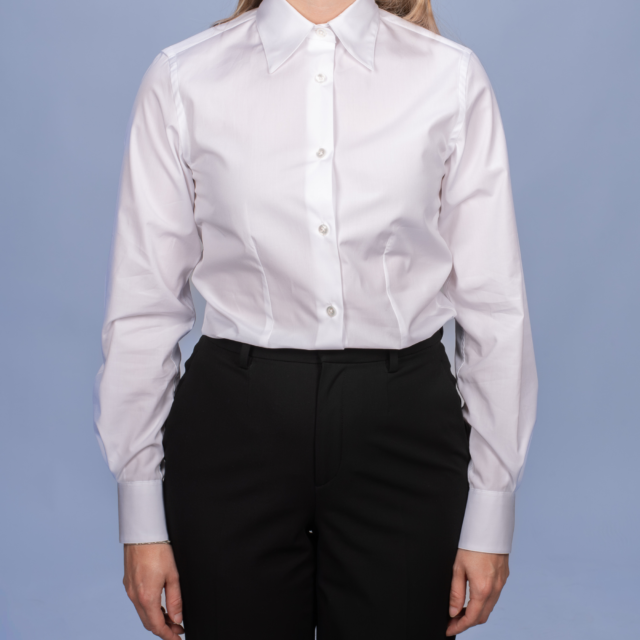 La Chemise Française - Chemisier Twill Fin Blanc – Ajustée / 48