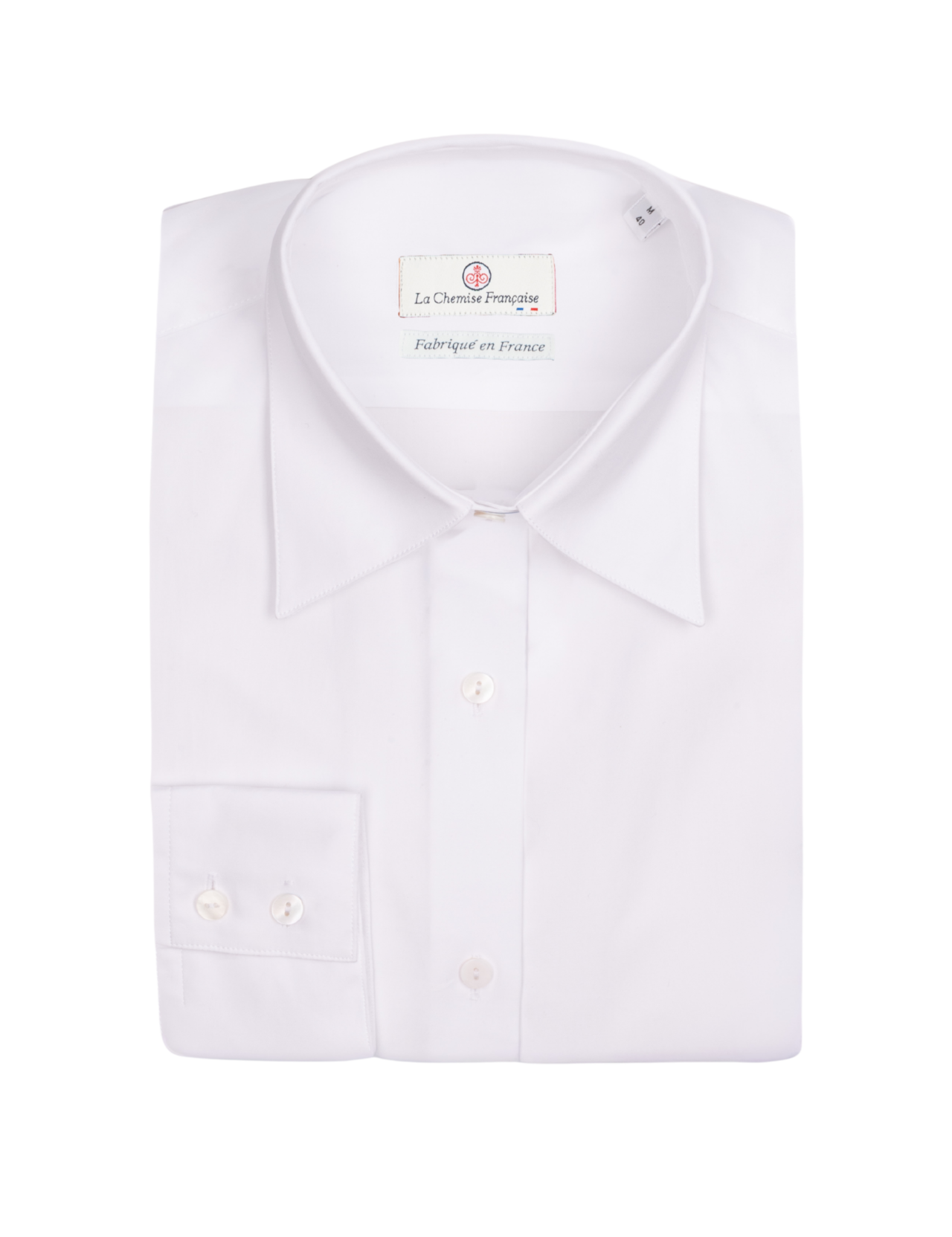 la chemise francaise chemise femme popeline double retors blanche pliee La Chemise Française - Chemisier Twill Fin Blanc – Ajustée / 48