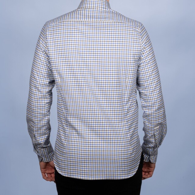 La Chemise Française - Chemise Flanelle Carreaux Bleu/Gris - Col Boutonné – 2XL