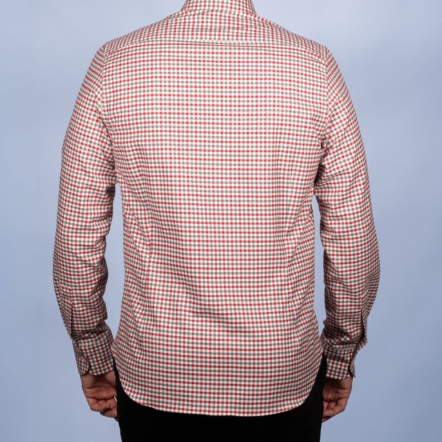 La Chemise Française - Chemise Flanelle Carreaux Rouge/Gris - Col Boutonné – 2XL