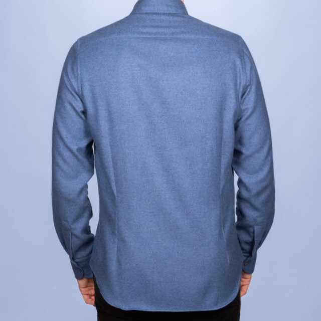 La Chemise Française - Chemise Flanelle Chaude Bleu Marine - Col Boutonné – XL