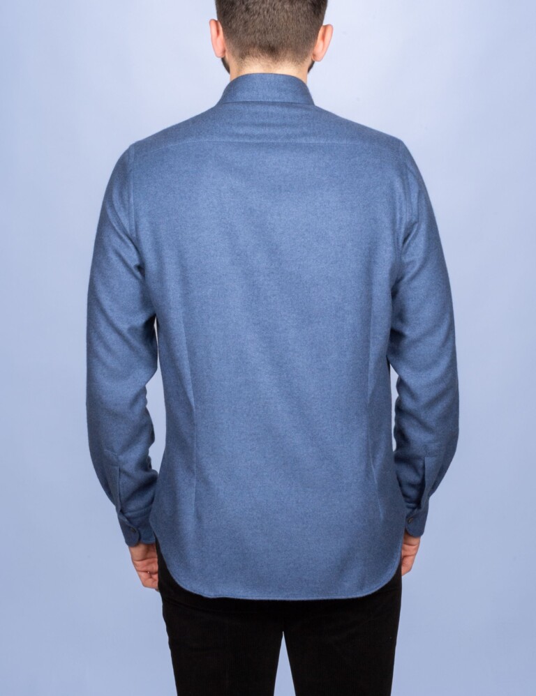 La Chemise Française - Chemise Flanelle Chaude Bleu Marine - Col Boutonné – XL