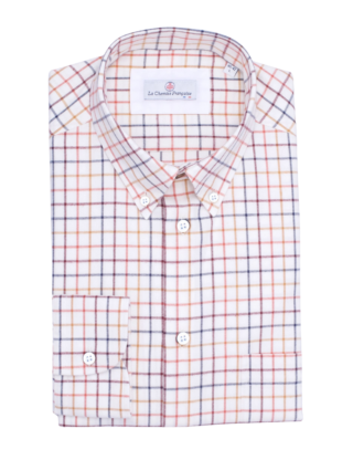 La Chemise Française - Chemise Flanelle Légère Carreaux  Col Boutonné