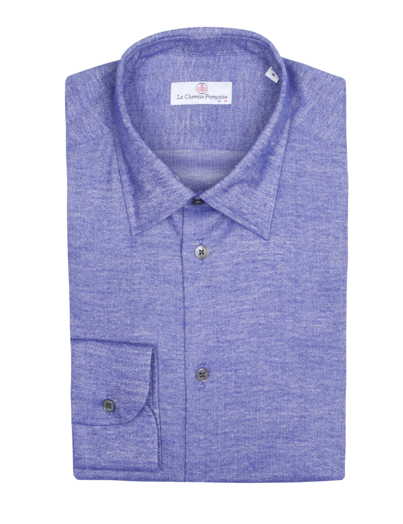 la chemise francaise chemise flanelle chaude chevrons violets pliee La Chemise Française - Chemise Flanelle Chevrons Violette - Col Souple – XL