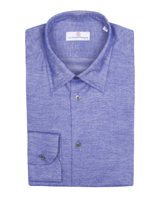 La Chemise Française - Chemise Flanelle Chevrons Violette  Col Souple
