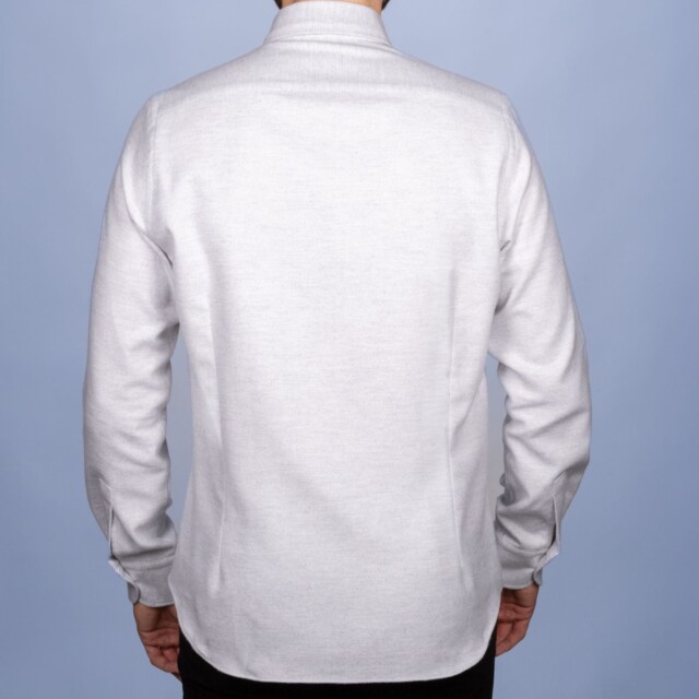 La Chemise Française - Chemise Flanelle Chaude Grise - Col Boutonné – 2XL