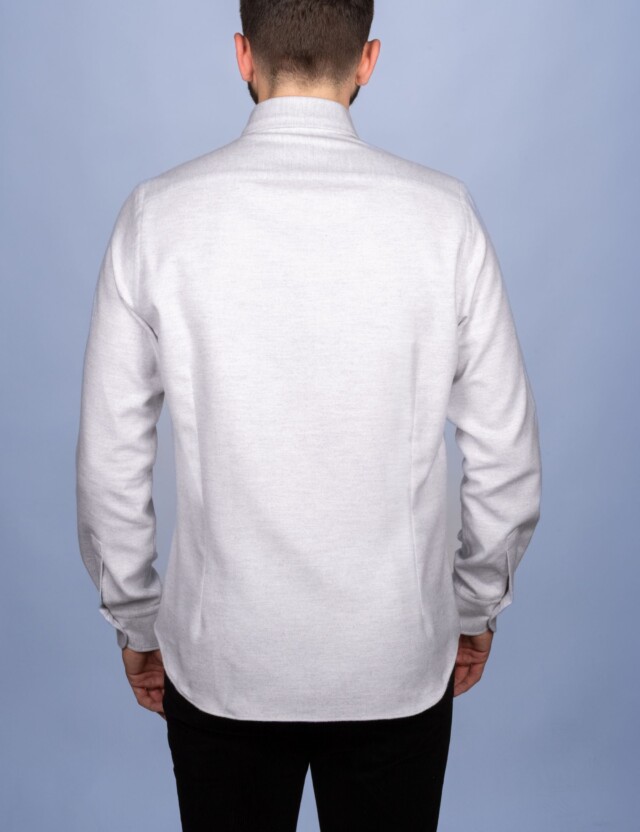 La Chemise Française - Chemise Flanelle Chaude Grise - Col Boutonné – 2XL