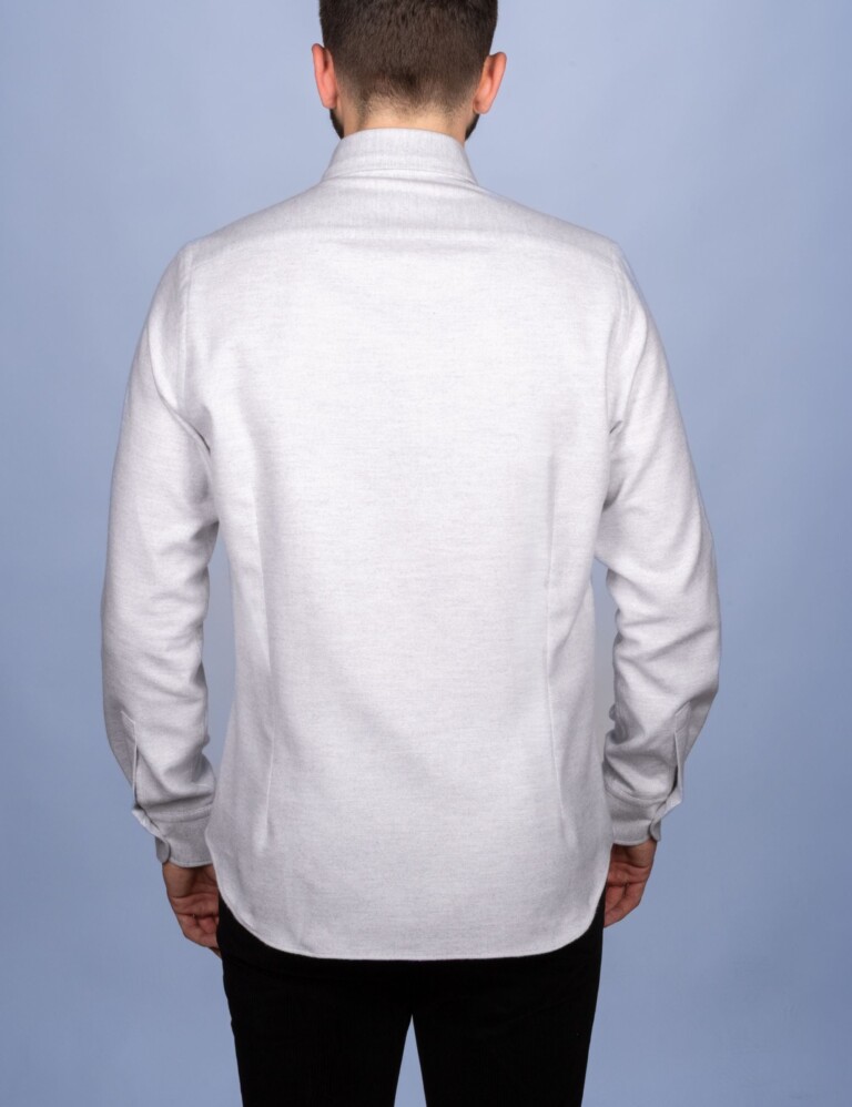 La Chemise Française - Chemise Flanelle Chaude Grise - Col Boutonné – 2XL