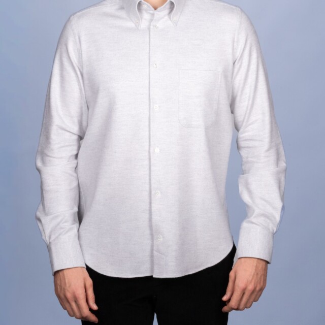 La Chemise Française - Chemise Flanelle Chaude Grise - Col Boutonné – 2XL