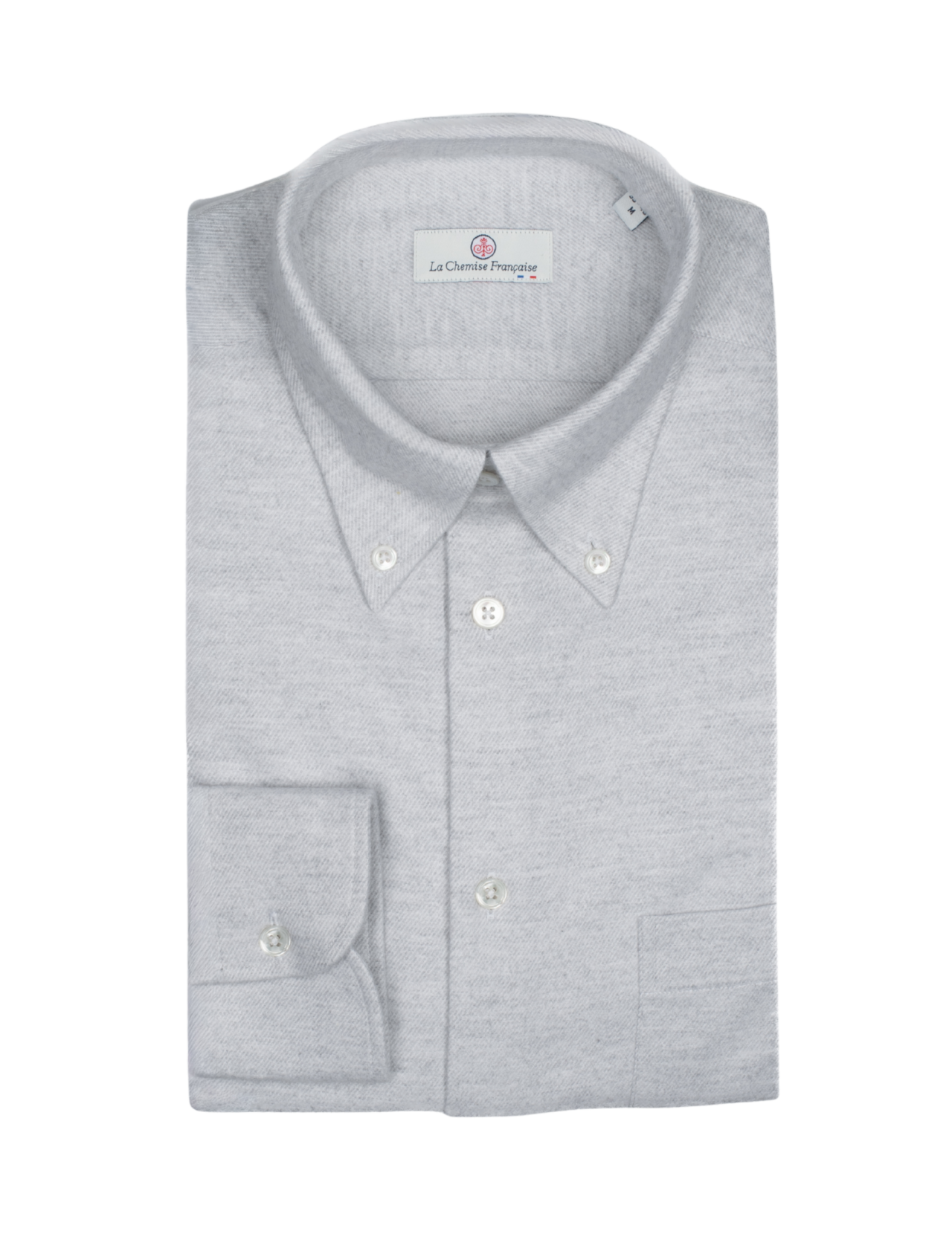 la chemise francaise chemise flanelle chaude gris clair pliee La Chemise Française - Chemise Flanelle Chaude Grise - Col Boutonné – 2XL