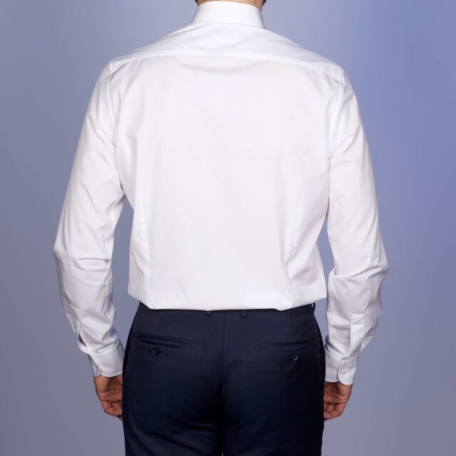 La Chemise Française - Chemise Blanche Popeline Double Retors - Col Français – Droite / 50 / Mousquetaires +18€ (pour boutons de manchettes)