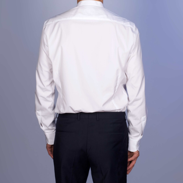 La Chemise Française - Chemise Blanche Popeline Double Retors - Col Officier – Droite / 50 / Mousquetaires +18€ (pour boutons de manchettes)