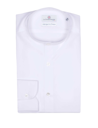 La Chemise Française - Chemise Blanche Popeline Double Retors  Col Officier