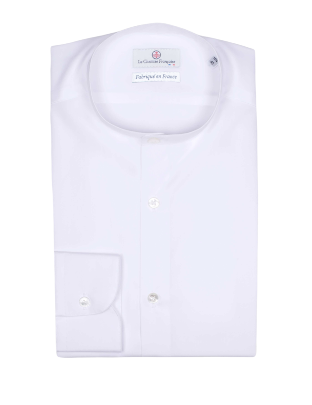 Chemise Blanche Popeline Double Retors – Col Officier par la marque La Chemise Française La Chemise Française - Chemise Blanche Popeline Double Retors – Col Officier