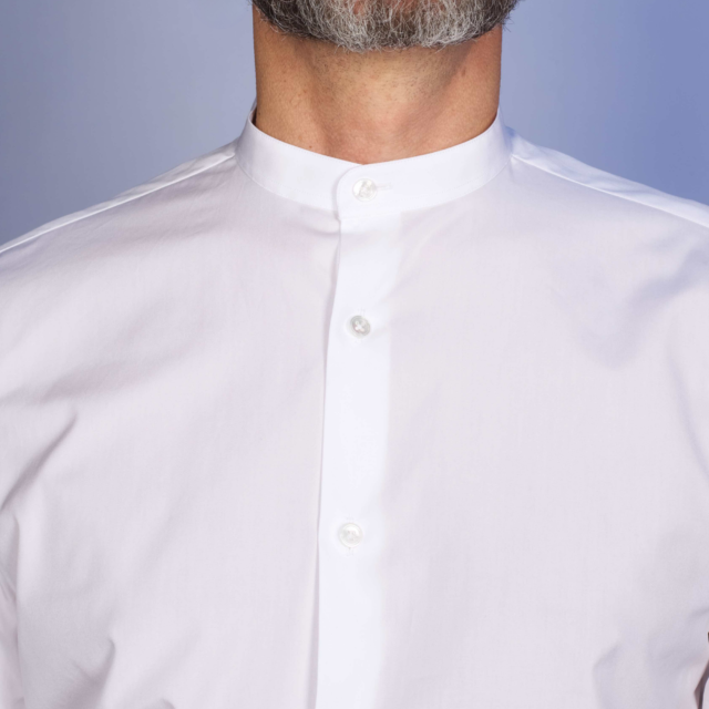 La Chemise Française - Chemise Blanche Popeline Double Retors - Col Officier – Droite / 50 / Mousquetaires +18€ (pour boutons de manchettes)