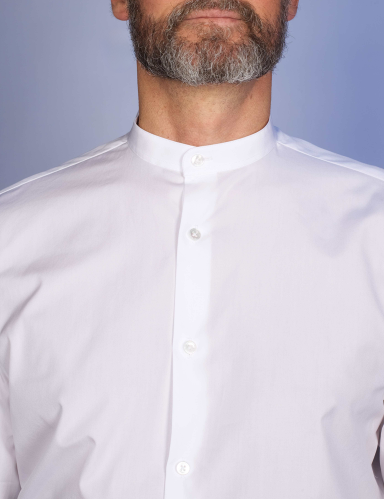 La Chemise Française - Chemise Blanche Popeline Double Retors - Col Officier – Droite / 50 / Mousquetaires +18€ (pour boutons de manchettes)
