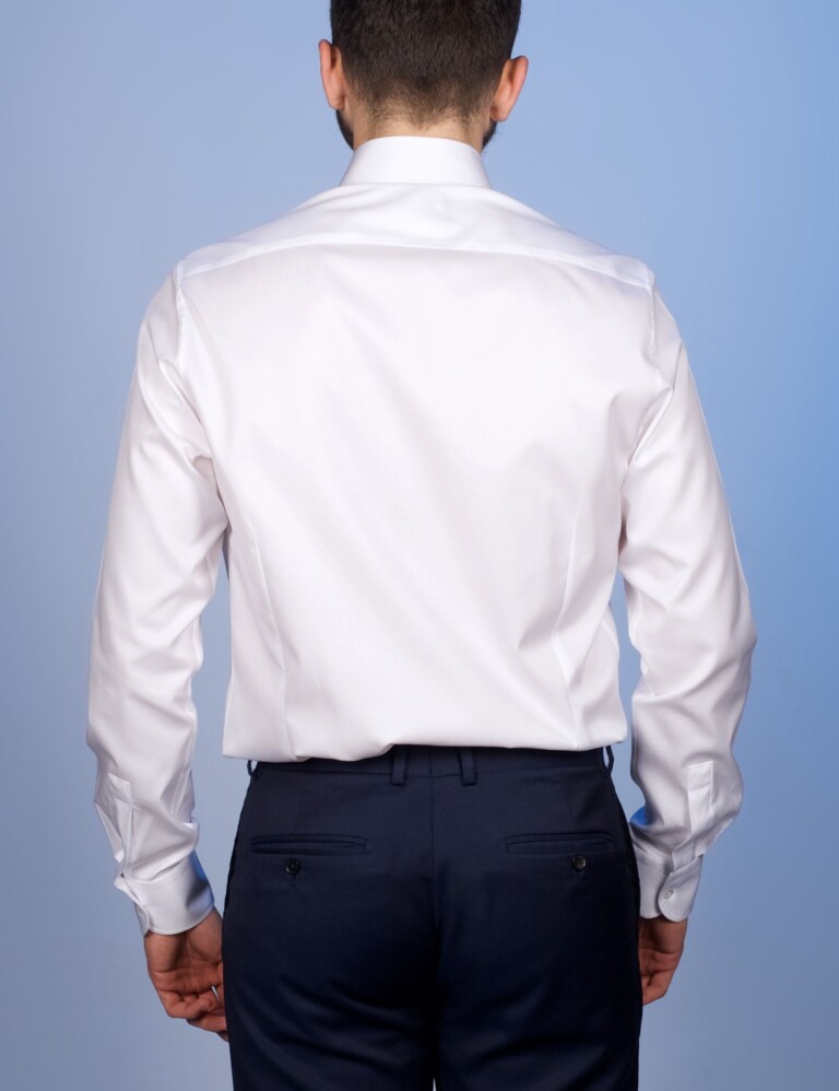 La Chemise Française - Chemise Blanche Twill Fin "Elysée" - Col Français – Droite / 50 / Mousquetaires +18€ (pour boutons de manchettes)