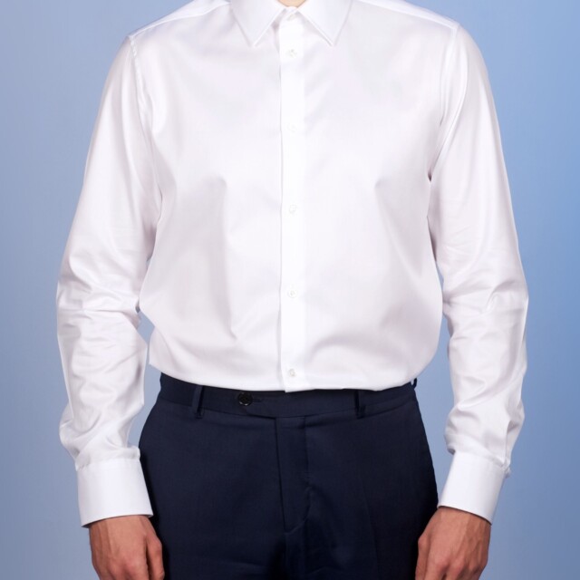 La Chemise Française - Chemise Blanche Twill Fin "Elysée" - Col Français – Droite / 50 / Mousquetaires +18€ (pour boutons de manchettes)