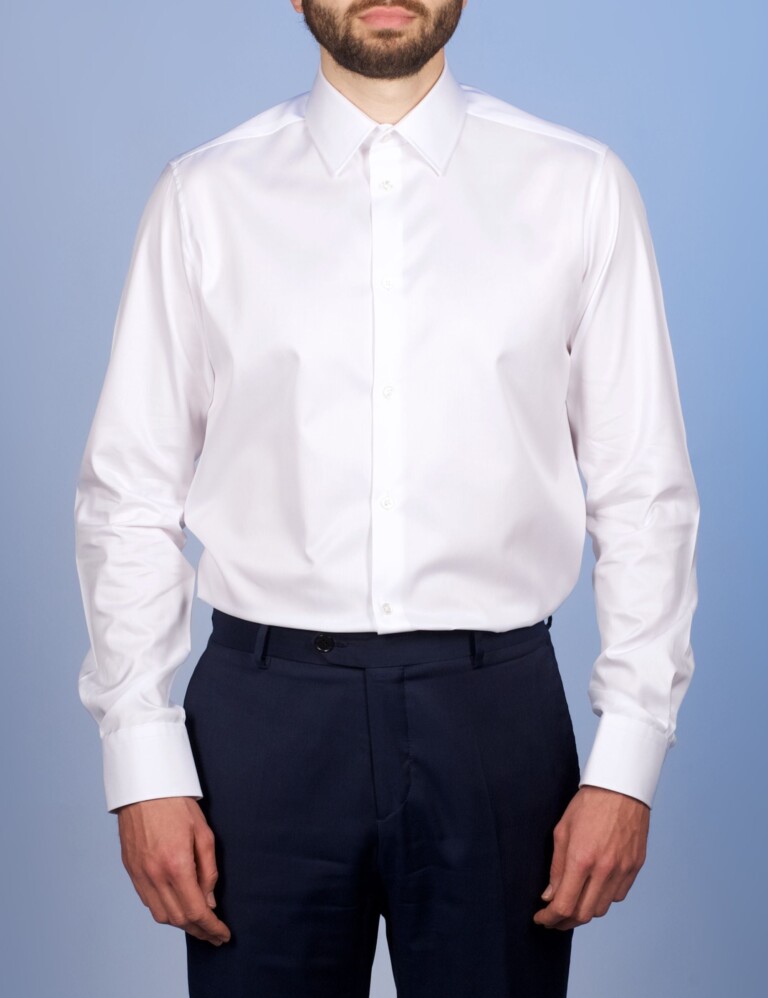 La Chemise Française - Chemise Blanche Twill Fin "Elysée" - Col Français – Droite / 50 / Mousquetaires +18€ (pour boutons de manchettes)