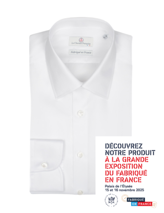 La Chemise Française - Chemise Blanche Twill Fin Elysée  Col Français