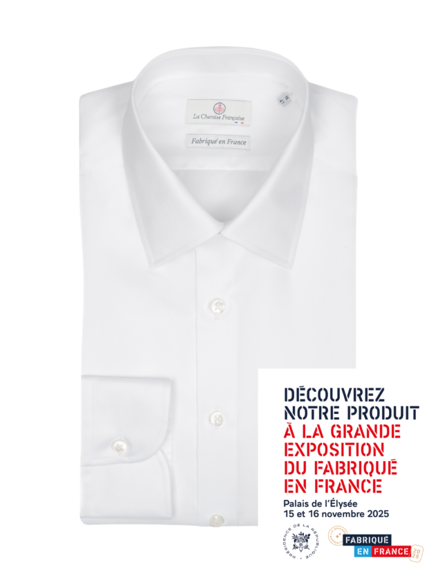La Chemise Française - Chemise Blanche Twill Fin “Elysée” – Col Français