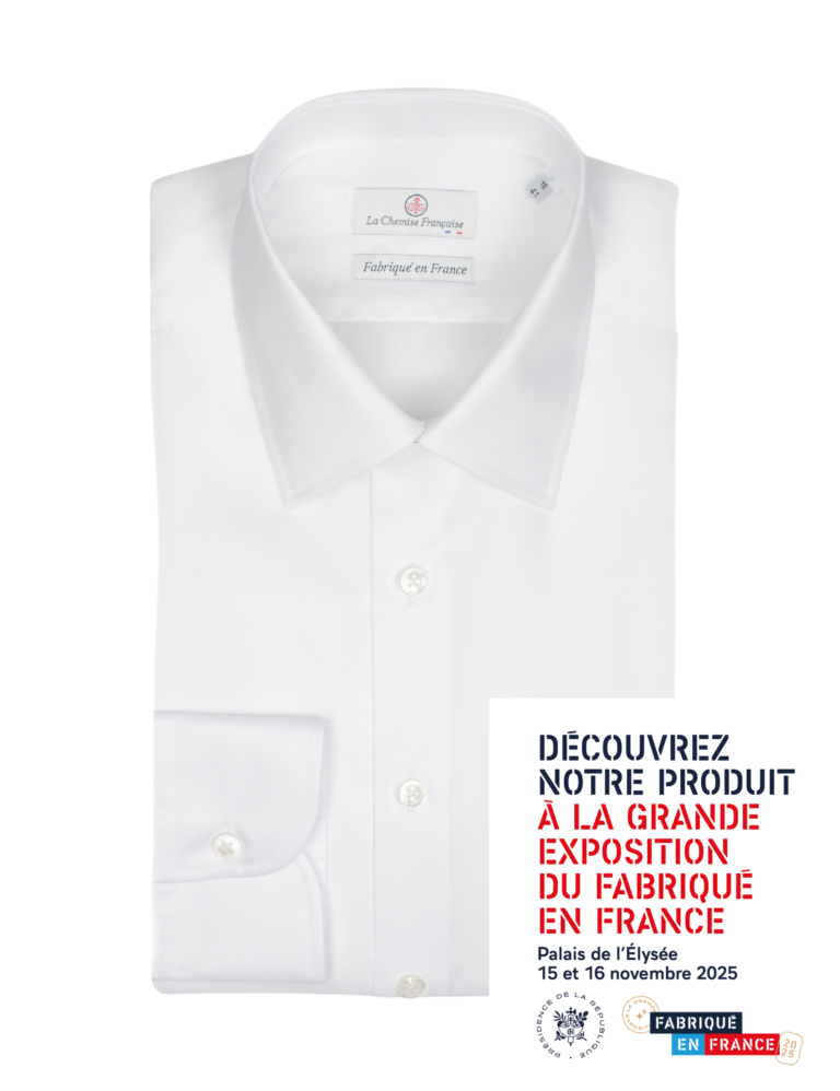 la chemise francaise chemise homme blanche twill fin luxe col francais pliee La Chemise Française - Chemise Blanche Twill Fin "Elysée" - Col Français – Droite / 50 / Mousquetaires +18€ (pour boutons de manchettes)